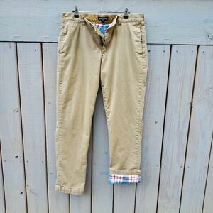 J.Crew Men's 34x31 Straight-Fit Flannel-Lined Cabin Pants Khaki Plaid EUC Preppy